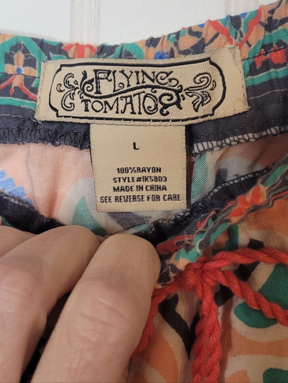 Flying Tomato Boho Multicolor Paisley Maxi Skirt Sz L - Picture 7 of 7